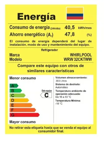 Nevera WHIRLPOOL No Frost Congelador Superior 303 Litros Wrw32cktww Gris